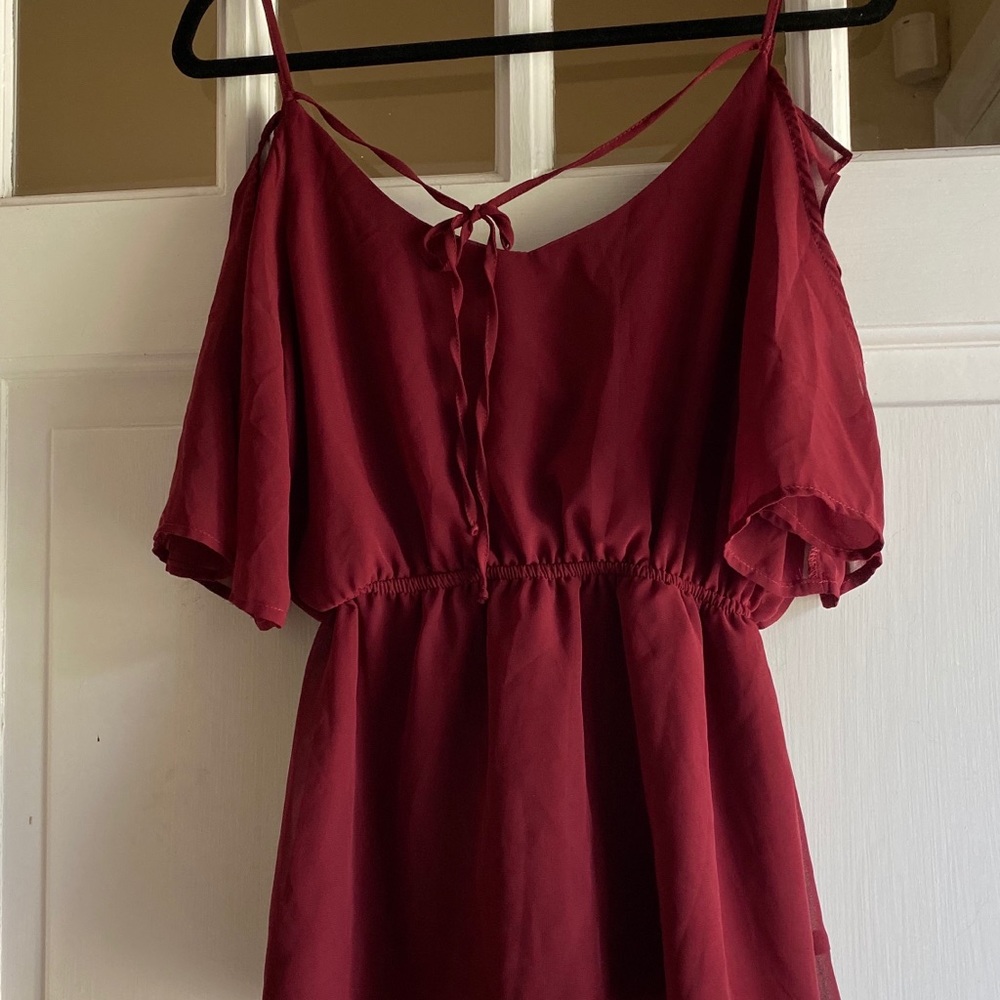 Francesca's Collections Burgundy Ruffle Top - Picture 8 of 8